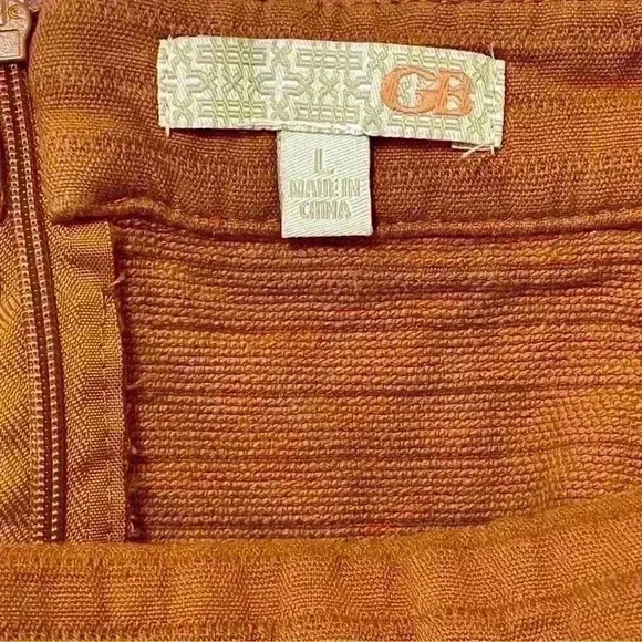 GB Gianni Bini Floral Embroidered Mini Skirt Womens sz Large orange brown fringe - Picture 7 of 9